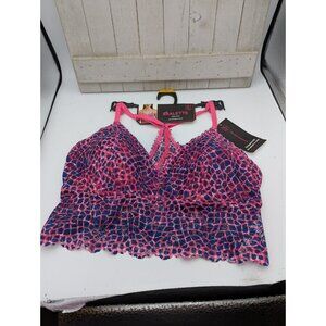 No Boundaries Bralette L Large Lace Longline Reptile Print Pink NEW